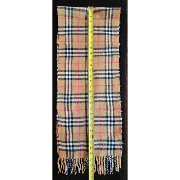 BURBERRYs of London 100% Lambswool BEIGE Scarf Shawl Nova Check Vintage - Picture 6 of 8